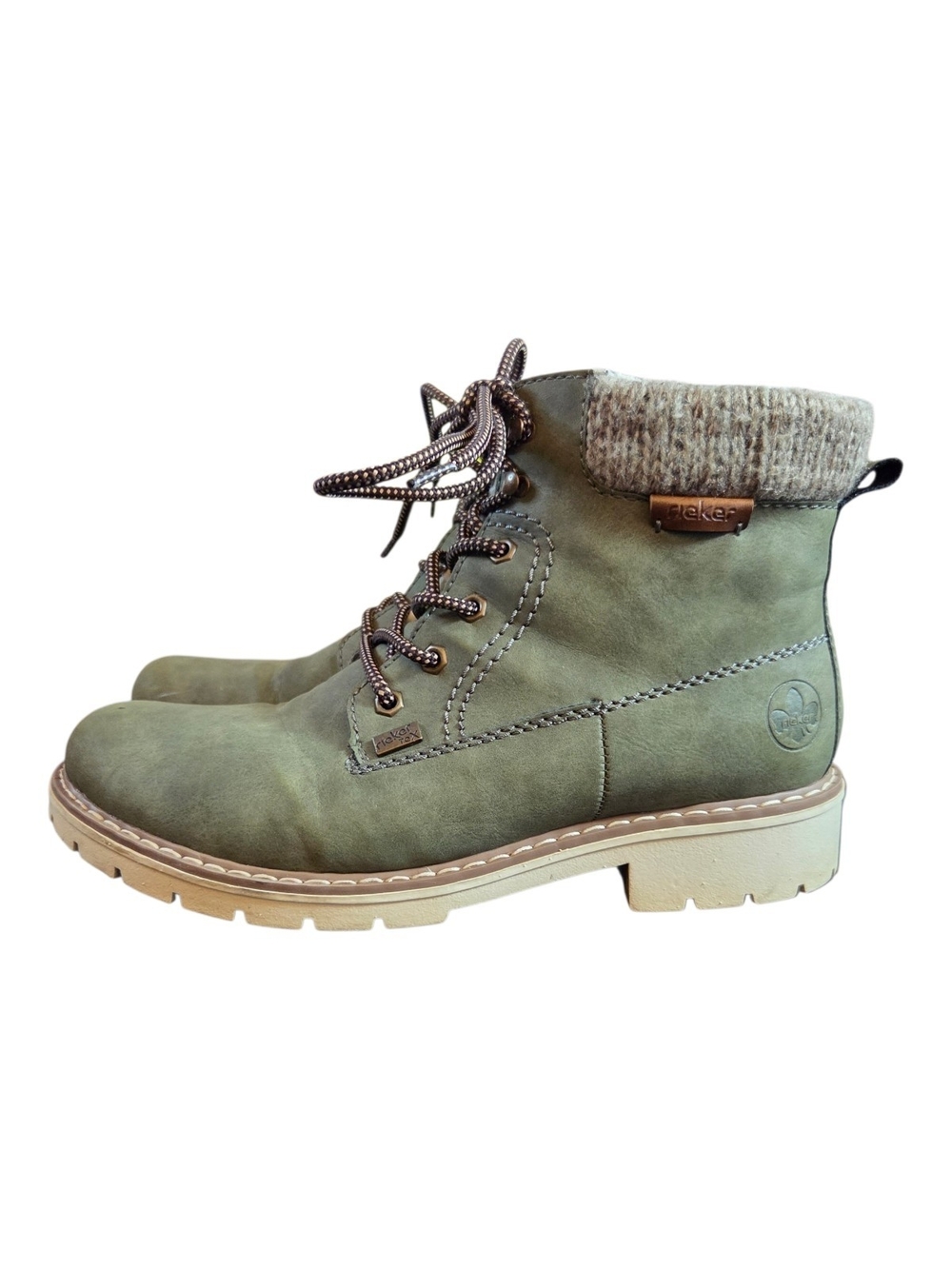 Rieker Women's Olive Green Lace-Up Women's Combat Boots Size 40  Or 9 U.S.